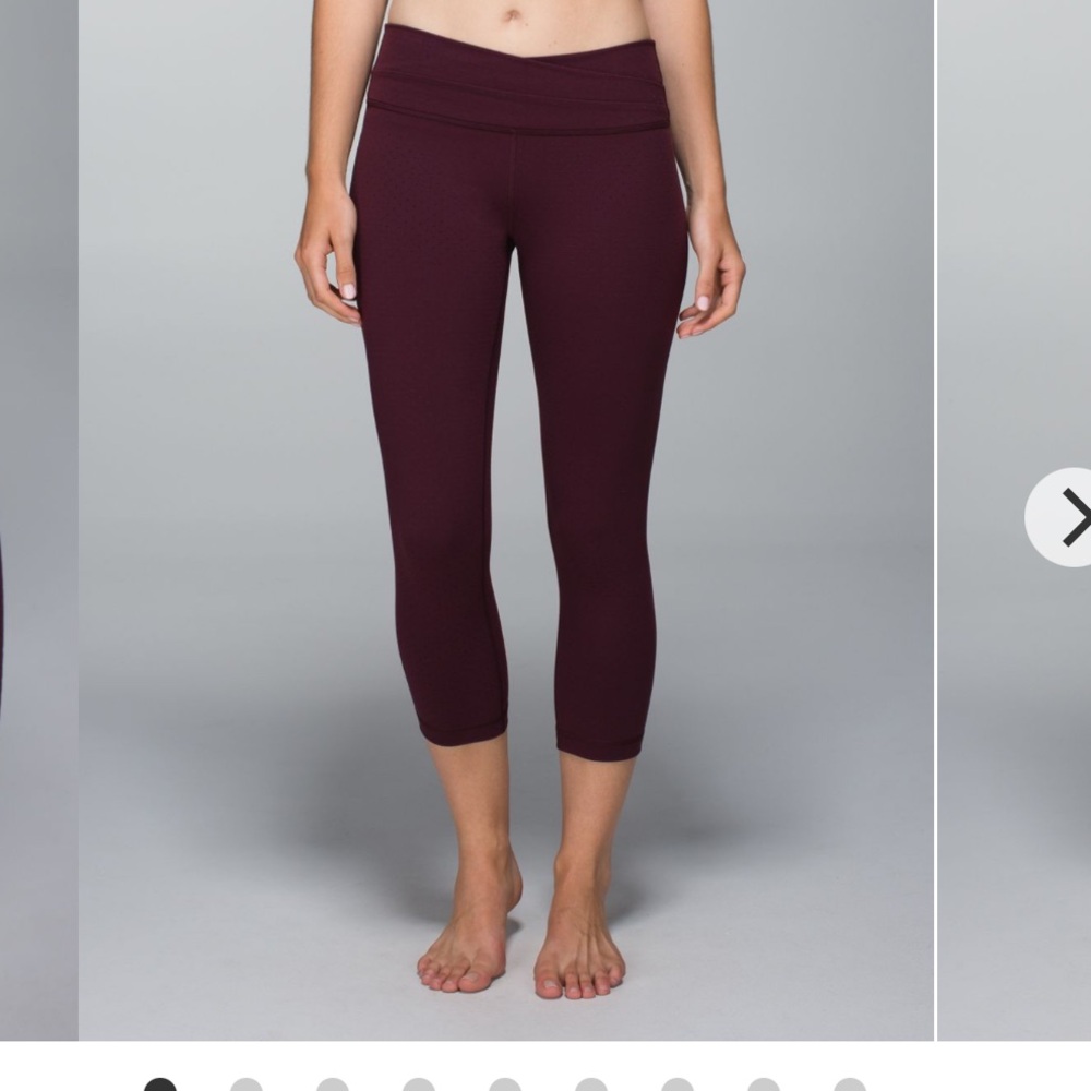 Lululemon Astro Wunder Under Crop Legging Size 8 Shine Dot Bordeaux